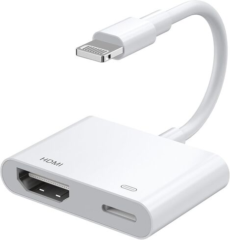[معتمد من Apple MFi] محول Lightning إلى HDMI، محول iPhone HDMI، موصل شاشة مزامنة محول AV رقمي 1080P مع منفذ شحن لـ iPhone14 13 12 11 XS XR X 8، iPad إلى HD TV/شاشة/جهاز عرض in Saudi Arabia