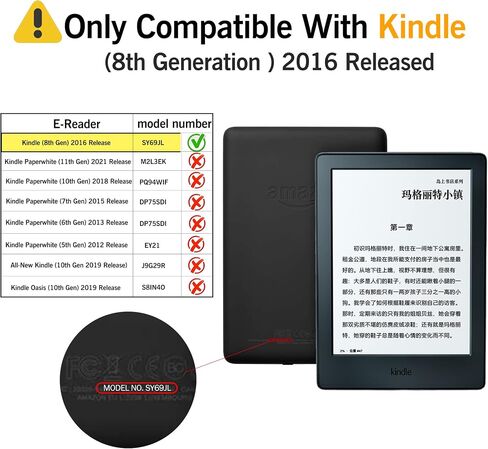 حافظة لجهاز Kindle 8th Gen 2016 [رقم الموديل. SY69JL] (الأبعاد 6.3 × 4.5 × 0.36 بوصة) فقط - غطاء مزود بخاصية التنبيه/النوم التلقائي، للقطط in Saudi Arabia