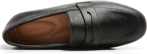 MASIKA Women's Fashionable Loafers, Cowhide Soft Soled Loafers, Square Toe Minimalist Work Shoes, Flat Shoes, and White Penny Loafers. in Saudi Arabia