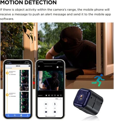 كاميرا تجسس صغيرة مطورة لعام 2024، كاميرا خفية، كاميرا لاسلكية WiFi بدقة 4K، عمر بطارية احتياطية يصل إلى 100 يوم in Saudi Arabia