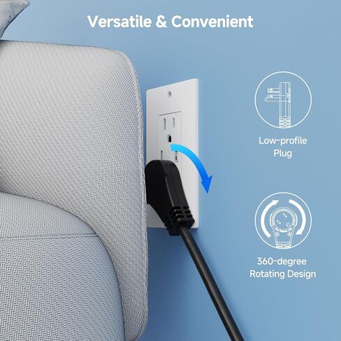 Cable Matters Replacement Power Cable for Starlink WiFi Router Gen2 with 360 Degree Rotating Flat Plug (3 Prong Power Cord for Starlink Router V2) in Black - 10ft / 3m in Saudi Arabia