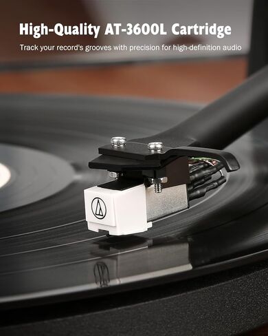 1 by ONE Record Player with Speakers, Vinyl Turntable with Bluetooth Output&Input, AT-3600L Cartridge, Built-in Phono Preamp & Adjustable Counterweight in Kuwait