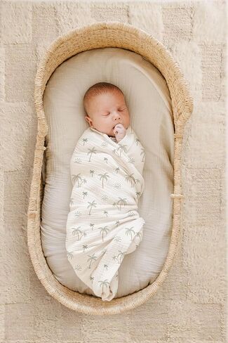 بطانيات قماط موسلين من كونسي للأطفال البنات والأولاد، 3 قطع، بطانية استقبال كبيرة 47 × 47 بوصة، بطانية أطفال موسلين ناعمة قابلة للتنفس للجنسين حديثي الولادة (شجرة) in Kuwait