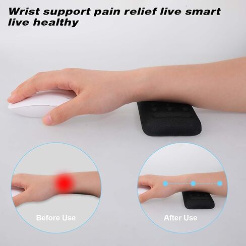 Ergonomic Memory Foam Wrist Rest, Mouse Pad Wrist Support Cushion with Massage Holes Typing Pain Relief for Computer Laptop Office Work PC Gaming (Black) in Saudi Arabia