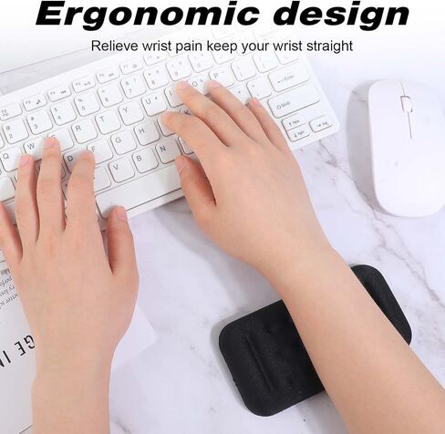 Ergonomic Memory Foam Wrist Rest, Mouse Pad Wrist Support Cushion with Massage Holes Typing Pain Relief for Computer Laptop Office Work PC Gaming (Black) in Saudi Arabia