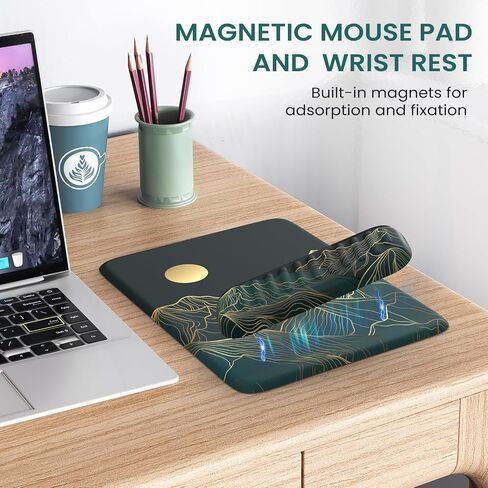 iLeadon Ergonomic Mouse Pad with Wrist Rest, Removable Magnetic Wrist Rest for Keyboard and Mouse, Ergonomic Mouse Pads & Wrist Rests, Pain Relief, Non-Slip Base, Portable for Office Home,Green in Saudi Arabia