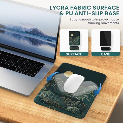 iLeadon Ergonomic Mouse Pad with Wrist Rest, Removable Magnetic Wrist Rest for Keyboard and Mouse, Ergonomic Mouse Pads & Wrist Rests, Pain Relief, Non-Slip Base, Portable for Office Home,Green in Saudi Arabia