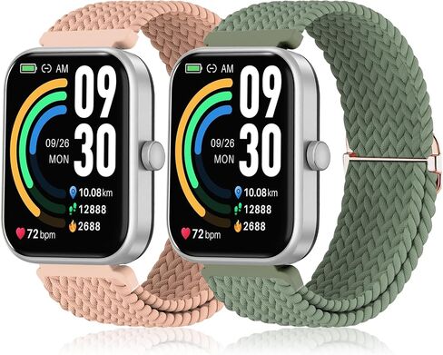 2 حزمة من سوار الساعة المصنوع من النايلون المجدول والمطاط متوافق مع ساعة Tozo S5/S3/S6 الذكية، حلقة 22 مم من القماش المرن القابل للتنفس وحزام رياضي سريع الفك لساعة CMF Pro/Pro 2 للرجال والنساء in Kuwait