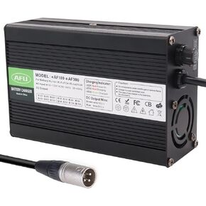50.4V 5A Charger 12S 44.4V Li-ion Battery Smart Charger Lipo/LiMn2O4/LiCoO2 Battery Charger with Fan Aluminum Case (50.4V5A 3pin XLR Plug)