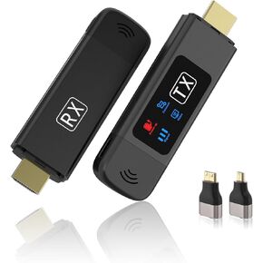 Wireless HDMI Transmitter and Receiver, Plug & Play, 2.4G/5G Wireless HDMI Extender 4K Decoding & 1080P Output with LED Screen for Streaming Video and Audio to Monitor from Laptop/PC/TV Box/Projector