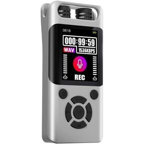 Digital Voice Recorder 64G Voice Recorder with Playback for Lectures - USB Rechargeable Compact Voice Recorder Voice Control One Touch Recording (Yellow) (Silver)