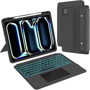 for iPad Pro 13-inch (M4) 2024 Case with Detachable Keyboard : 7 Color Backlit, Smart Touchpad, Vertical Stand, Auto Sleep/Wake up, Folio Tablet Keyboard Case with Pen Holder for 13" iPad Pro M4 2024