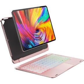 doqo iPad pro 10.5 Keyboard Case, iPad Air 3rd Gen case with Keyboard,Detachable case with 7 Colors Backlight, Bluetooth Keyboard with Touchpad for ipad air 3 and iPad Pro 10.5 inch Rose Gold