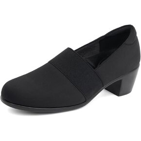 Women's Pumps Chunky Low Block Heel Slip-on Work Shoes Bunion Arch Support Comfortable Dressy Pumps
