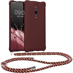 حافظة كروس kwmobile متوافقة مع حافظة Xiaomi Mi 9T (Pro) / Redmi K20 (Pro) - غطاء سيليكون TPU مع حزام - أم اللؤلؤ