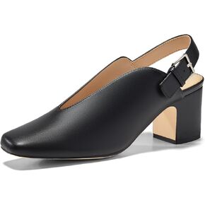 Coutgo حريمي مكتنزة بكعب Slingback مغلق بمقدمة مربعة على شكل حرف V مشبك معدني مريح فستان مكتب مضخات أحذية