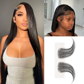Lace Edges Baby Hair Strips Fake Baby Hair Edges for Black Women (2PCS/LOT) HD Lace Edges Hair Pieces Virgin Human Hair Swiss Hairline Instant Fake Edges Baby Hair in Saudi Arabia
