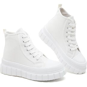 BENPAO Womens High Top Platform Sneakers White Platform Shoes for Women Black Canvas Fashion Sneakers Casual Tennis Shoes for Women