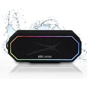 Altec Lansing Magnetic Bluetooth Speaker HYDRAJOLT 2.0, Waterproof IP67, 12W Output Power, 16H Battery, Multicolor LED, 100ft Wireless Range, Voice Assistant, USB-C Quick Charge