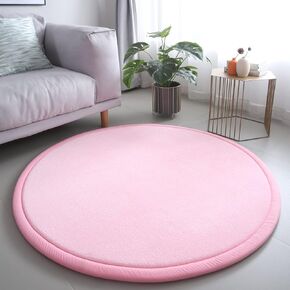 Loartee Thick Kids Round Rug - Coral Velvet Area Rugs, Memory Foam Circular Carpet for Nursery Playroom Home Decor Dormitory, Diameter 71 inch, Apple Green