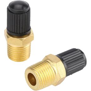 2 PCS 1/4" NPT Tank Valve Anti-Corrosion Brass Schrader Valve with Standard Valve Core with 1/4'' NPT Male,Using with Air Compressor Tanks with Sealing Caps