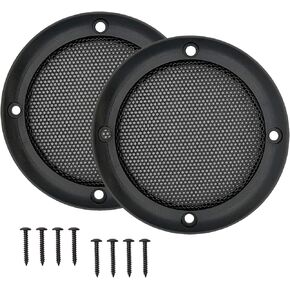 3.5" Speaker Grill Cover, Car Home Speaker Subwoofer Guard Protector, ABS Plastic Frame with Metal Mesh, Black - 2Pcs