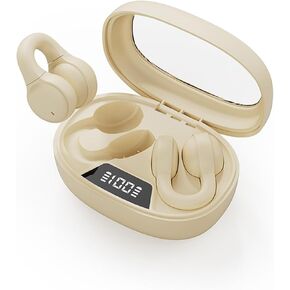 Pink Clip On Open Ear Earbuds Wireless Bluetooth Small Earclip Outer Ear Clip Kids Air Bone Conduction Headphones Open Ear Ear Buds That Don't Go in Ear Air Bone Conducting Earphones Headset Speaker