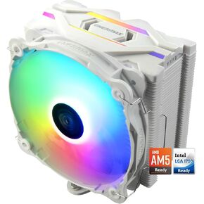 Enermax ETS-F40 A-RGB CPU Air Cooler White - 140mm PWM Fan, 4 Copper Direct Heat Pipes, 200W+ TDP for Intel LGA1700/AMD AM5