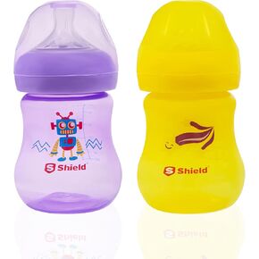 Crystal Feeding Bottles Slow Flow Breast-Like Nipple with Anti-Colic Valve with Travel Caps, Made with Polypropylene and BPA Free,- 12M+ - 9oz/260ml (Pack of 2)