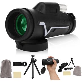 Rongon 25x50 High-Power Monocular Telescope with Smartphone Adapter Tripod and Portable Bag, BAK-4 Prism and FMC Lens Monocular-Perfect for Bird Watching, Hunting, Hiking, Camping