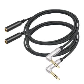 2Pack Right Angle 6.35mm TRS Stereo Male to Female Audio Cable,Right Angle 1/4 TRS Male to Female Stereo Headphone Guitar Extension Cable Cord for Amplifiers,Headphone,3.3FT