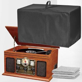 Bluetooth Record Player Dust Cover, Waterproof, Dustproof and Anti-Static 600D Nylon Material, Compatible For Victrola Nostalgic 6-in-1/8-in-1 Bluetooth Record Player & Multimedia Center