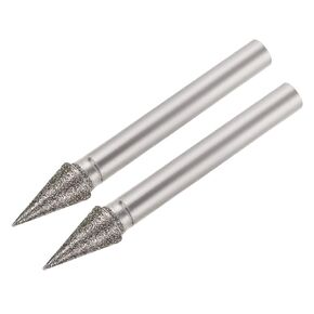 uxcell Diamond Burrs Bits Grinding Drill Carving Rotary Tool for Glass Stone Ceramic 150 Grit 1/4" Shank 8mm Conial 2 Pcs