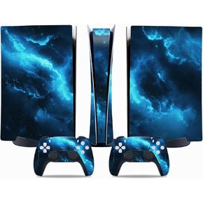 ملصق جلدي لجهاز PS5 الرقمي، غلاف حماية لجهاز PS5 الرقمي، غطاء كامل من الفينيل لوحدة التحكم الرقمية ووحدة التحكم PS5 (سديم أزرق) in Kuwait