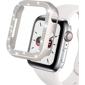 (42mm,Pink) ZQCFKJ Bling Cases Crystal Diamond Bumper Cover [2 Pack] for Apple Watch Series 3/2/1 42mm iWatch Glitter Double Row Crystal Diamond Frame Stainless Steel Metal Protective Cover Bumper