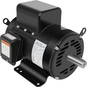 Air Compressor Motor, 3HP Single Phase Electric Motor, 1750RPM 184T Frame ODP 208V-230V 1-1/8“Shaft Diameter Rolled Steel Shell 60HZ