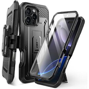 SUPCASE for iPhone 16 Pro Case with Screen Protector (Unicorn Beetle Pro), [Built-in Stand & Belt-Clip] [Military-Grade Protection] Full Body Heavy Duty Phone Case for iPhone 16 Pro 6.3'' 2024, Black