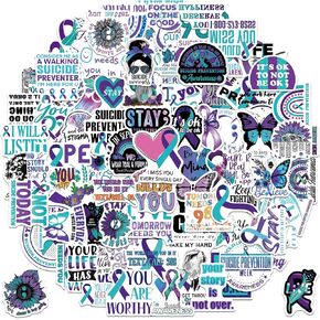 100Pcs Suicide Awareness Stickers, Self Adhesive Mental Health Sticker Waterproof Mental Health Awareness Stickers for Water Bottle Laptop Mental Health Motivational Items for Adults Teens