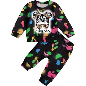 NAPU Baby Girl Clothes, Tie Dye Girls Sweatsuit Set Long Sleeve 2 Piece Baby Girls Tracksuit Toddler Fall Outfits for Girls