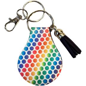 Rainbow Dot AirTag Case - Neoprene Keychain Holder Compatible with Apple AirTag, Durable GPS Item Finder Accessory with Ring and Clip for Easy Attachment