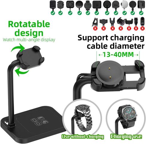 Smart Watch Charging Stand for iwatch Series SE 6 5 4 3 2 1, Compatible with Samsung Galaxy Watch, Huawei Watch GT 2 GT GT 2e, Garmin Vivoactive 3 4 3 Music, LG, Google Smart Watch (White) in Saudi Arabia