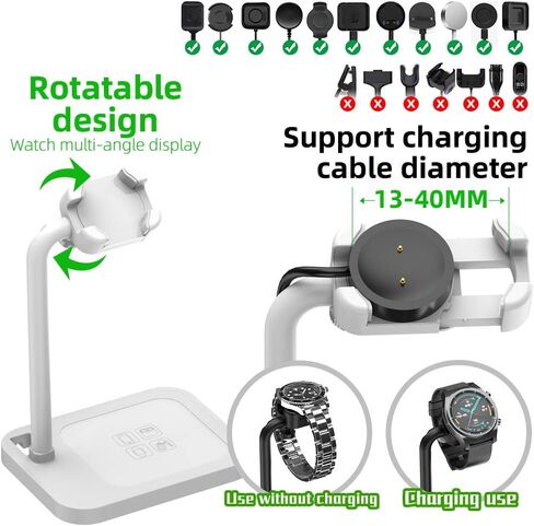 Smart Watch Charging Stand for iwatch Series SE 6 5 4 3 2 1, Compatible with Samsung Galaxy Watch, Huawei Watch GT 2 GT GT 2e, Garmin Vivoactive 3 4 3 Music, LG, Google Smart Watch (White) in Saudi Arabia