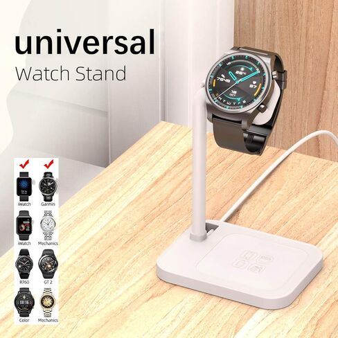 Smart Watch Charging Stand for iwatch Series SE 6 5 4 3 2 1, Compatible with Samsung Galaxy Watch, Huawei Watch GT 2 GT GT 2e, Garmin Vivoactive 3 4 3 Music, LG, Google Smart Watch (White) in Saudi Arabia