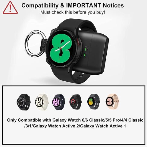 شاحن ساعة محمول، شاحن ساعة 1400 مللي أمبير في الساعة متوافق مع ساعة Galaxy Watch Ultra/Galaxy Watch 7/6 Classic/6/5/5 Pro/4/4 Classic/3/Active 2، شاحن ساعة مغناطيسي مع سلسلة مفاتيح، للسفر [قطعة واحدة] in Kuwait