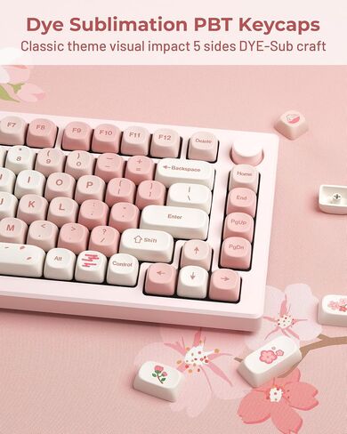 XVX PBT Keycaps - MOA Keycaps White, Japanese Keycaps 75 Percent, Custom Key caps Dye-Sublimation, 137 Keys Keyboard Keycap Set for Mechanical Keyboard, Bow in Kuwait