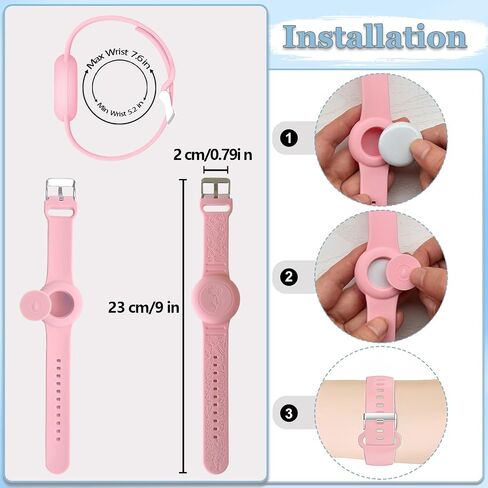 2Pack Waterproof Airtag Bracelets for Kids, Floral Engraved AirTag Wristband Compatible with Apple AirTag, Silicone Hidden Air Tag Case Anti-Lost GPS Tracker Holder for Toddler Children in Saudi Arabia
