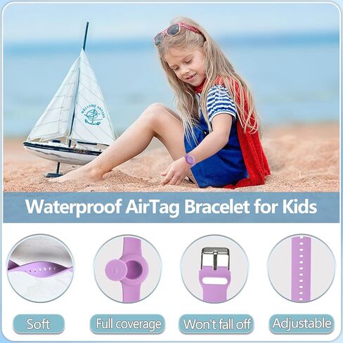 2Pack Waterproof Airtag Bracelets for Kids, Floral Engraved AirTag Wristband Compatible with Apple AirTag, Silicone Hidden Air Tag Case Anti-Lost GPS Tracker Holder for Toddler Children in Saudi Arabia