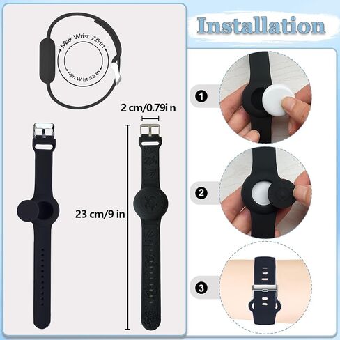 2Pack Waterproof Airtag Bracelets for Kids, Floral Engraved AirTag Wristband Compatible with Apple AirTag, Silicone Hidden Air Tag Case Anti-Lost GPS Tracker Holder for Toddler Children in Saudi Arabia