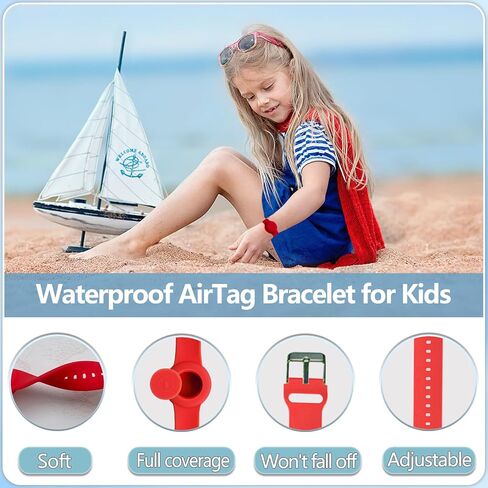 2Pack Waterproof Airtag Bracelets for Kids, Floral Engraved AirTag Wristband Compatible with Apple AirTag, Silicone Hidden Air Tag Case Anti-Lost GPS Tracker Holder for Toddler Children in Saudi Arabia