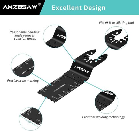 AMZBSAW 30 قطعة شفرات أدوات متأرجحة، 6 أنواع شفرات منشار متأرجحة للأظافر المعدنية والبلاستيك الخشبي، مجموعات شفرات أدوات احترافية متعددة تناسب Bosch Dewalt Worx Ryobi Milwaukee in Saudi Arabia